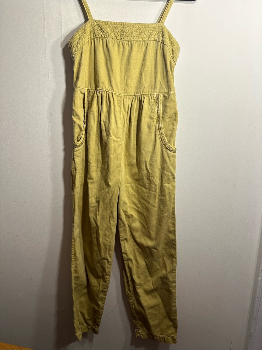Anthropologie Postmark Linen & Cotton Essential Jumpsuit Gold / Yellow